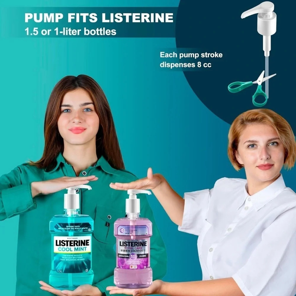 NWT Listerine Bottle Plastic Dispensing PUMP Reusable (1 Unit) SEALED! White